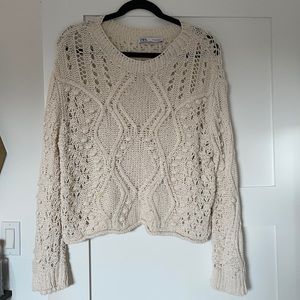 Zara Rolled Pom Pom Sweater S